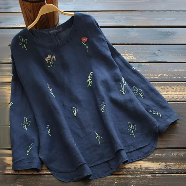 ba92b7810ddd794dea5b18c2ab034948.webp Women Embroidery Vintage O Neck Casual Long Sleeve Cotton Blouse