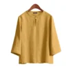 cn-11134207-7ras8-m7g1fl6wcn8228.webp Women Korean Daily Casual Round Neck Three Quarter Sleeve Blouse