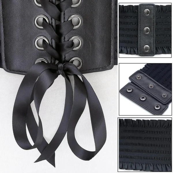sg-11134201-7qvex-ljo0r145u68i15.webp Women Ladies Elastic Corset Belt High Waist Tie up Cinch Waist Strap Waistband