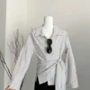 sg-11134201-7rd74-m6xr23ppj46z6a.webp Korean Style Waist Controlled Lace up Loose Striped Shirt Women Unique Elegant Long Sleeve Shirt Blouse Women