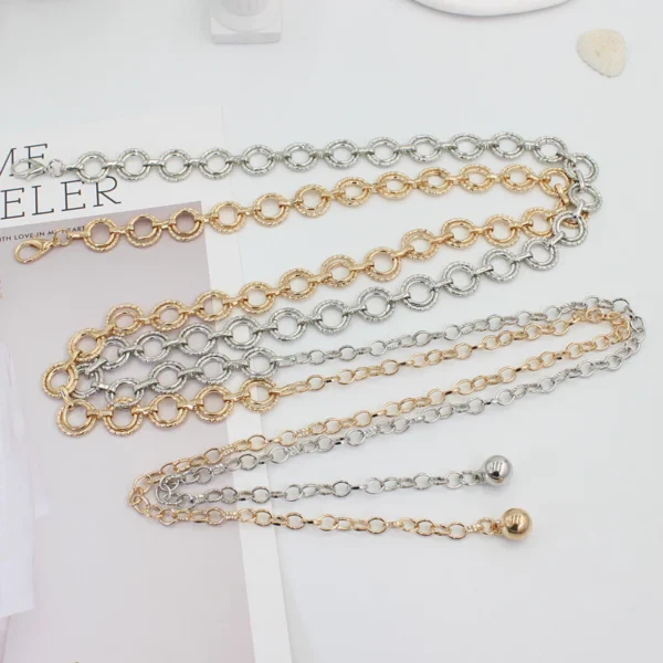 sg-11134301-7rcdt-lts1ifzrsbgj19.webp Women s Ring Decorated Metal Waist Chain Adjustable Slim Versatile Alloy Belt for Dress Suits